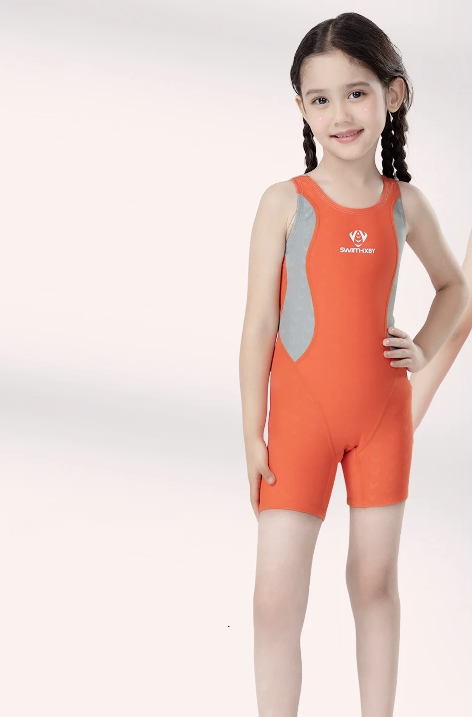 Meisje uit één stuk zonder mouw Professioneel buitenwatersport Competitief zwemkleding Knielengte sneldrogend strandzwempak
