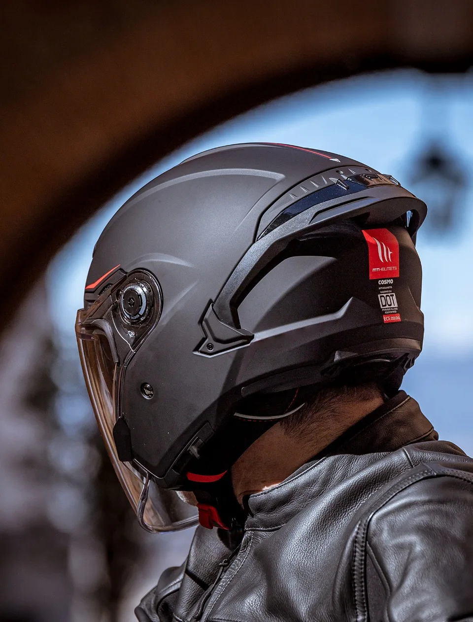 MT Motorcycle Helmets Motocross 3/4 Helmet COSMO SV SOLID Dual Lens Sun Visor 3C/ECE/DOT Approved Glasses Slot Safety Protective - Image 5