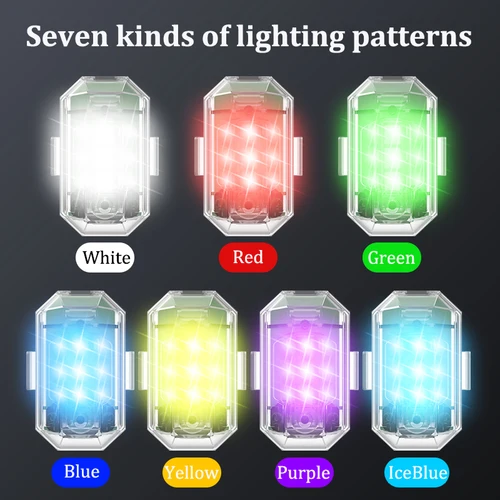 Imagen 2 del producto Luz LED estroboscópica inalámbrica, lámpara de advertencia con Control remoto, indicador de Flash anticolisión para coche, motocicleta, Dron, crucero, 2/4 unidades