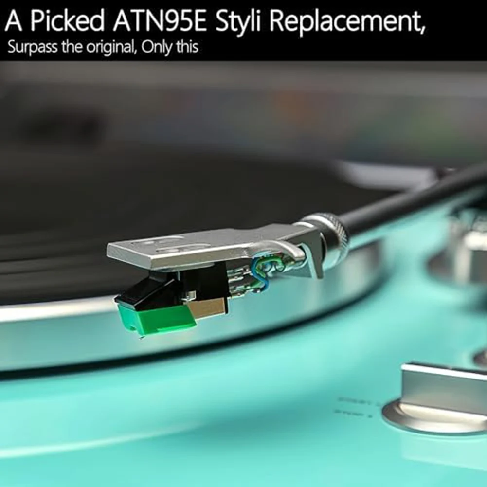 Green For Elliptical For Stylus Needle Replacement ATN95E For Audio For Technica AT95E AT93 AT3400 Turntable Cartridge Vinyl