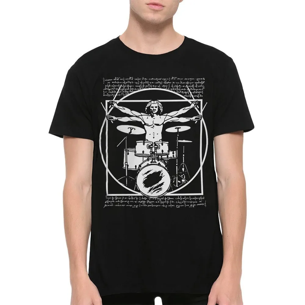 Vitruvian Drummer Rock T Shirt Leonardo Da Vinci Sizes Vit 854369