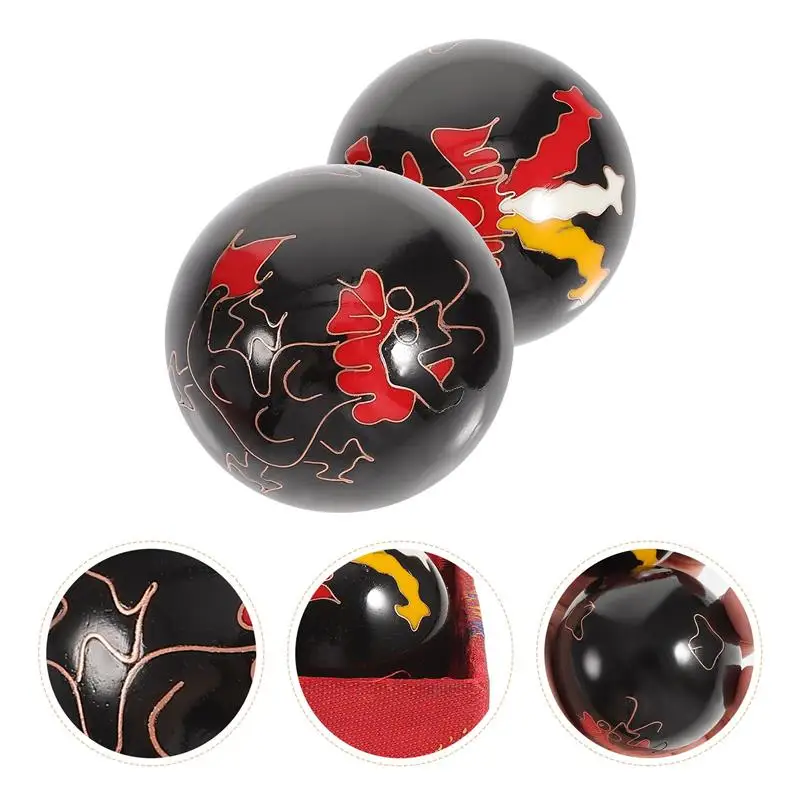 2Pcs Excercise Workout Ball Chinese Massage Cloisonne Health Baoding Balls Fitness Exercise Ball For Old People (Random Color)