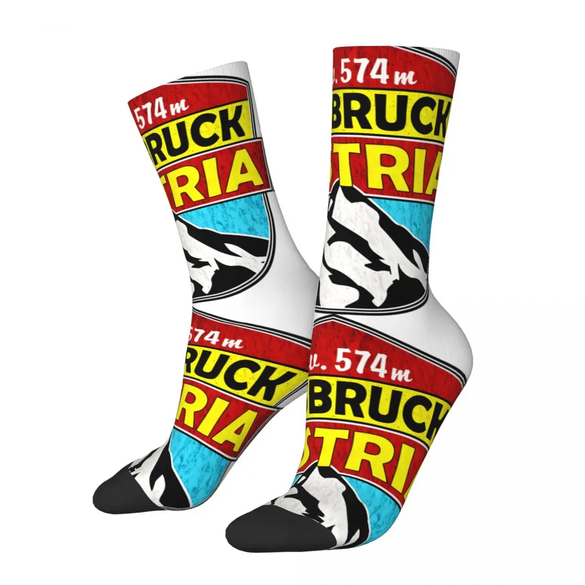 Innsbruck Austria Sticker Men's Socks Retro Harajuku Europe Street Style Novelty Pattern Crew Sock