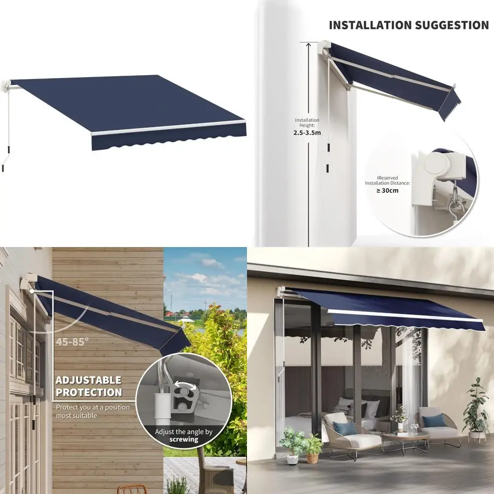 

Выдвижной тент для патио 10 x 8 футов — ручная рукоятка, устойчивая к ультрафиолетовому излучению и воде, алюминиевая рама, навес от солнца для гостиной на открытом воздухе