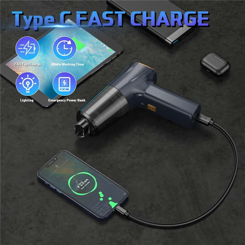 مكنسة كهربائية للسيارة BABZ عالية الطاقة، مكنسة كهربائية محمولة باليد للسيارة بديلة شفط 15000PA، مكنسة كهربائية لاسلكية للسيارة