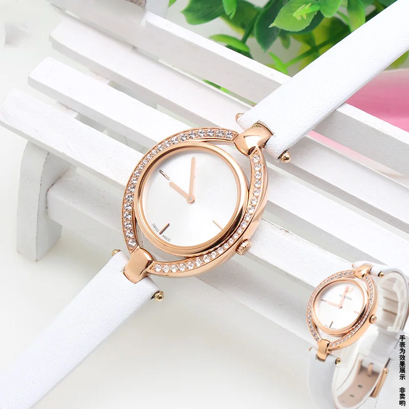 Correa de reloj de piel para mujer con accesorios para Swarovski Demon Eye 5376812 5376842 5376830   Correa cóncava de piel de vacuno 12 mm suave