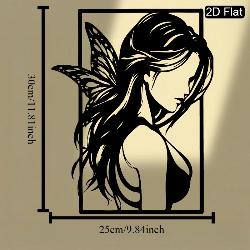 CIFBUY Fairy Silhouette Metal Wall Art Fantasy Sculpture Iron Craft Home Studio Garden Decor Dreamy Artistic Wall Hanging