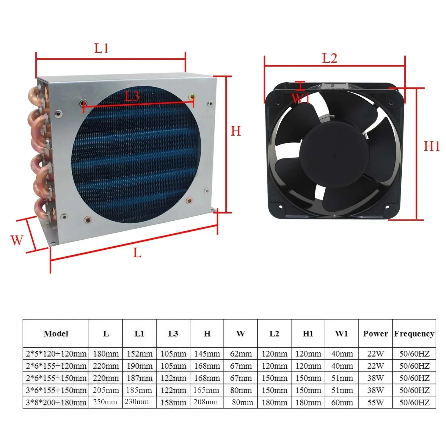 Small with shell copper tube heat exchanger for Physical cooling condenser coil refrigerator aluminum fin heat exchanger