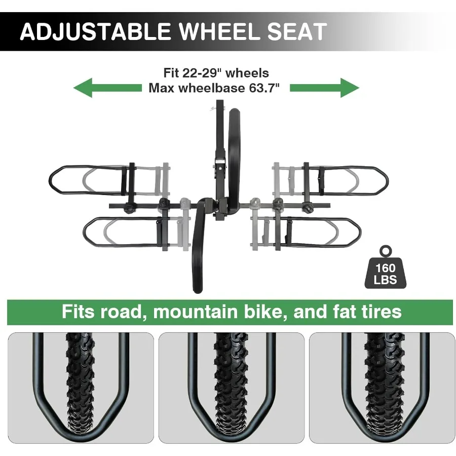 Foldable 2Bike Hitch Mount Bike Rack for SUV Truck RV and Car Compatible with Ebikes Quick Tilt Release and AntiWobble Design f