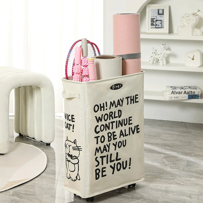 Foldable Laundry Basket Dirty Clothes Basket Clothes Storage Box Yoga Storage Sundries Box with Wheels Bathroom Accessories