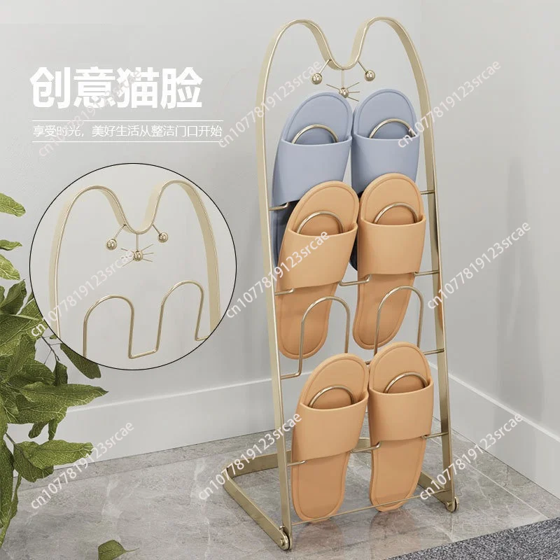 4 Layers Perforation-Free Iron Shoe Hanger Multifunctional Storage Rack for Bathroom Towel Slipper Organizer