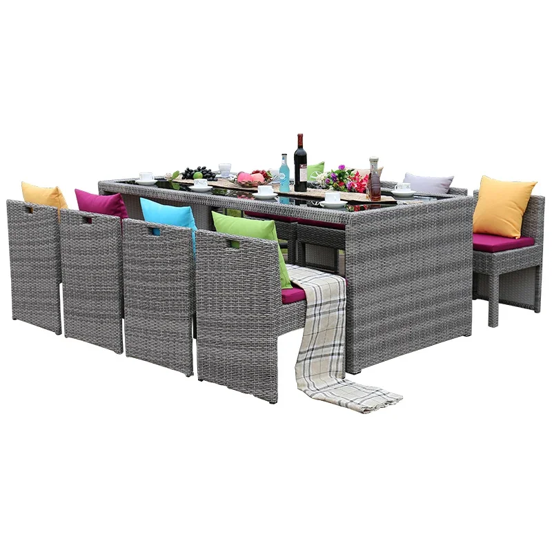 Creative rattan woven furniture, rattan chairs, balcony table and chairs, patio outdoor rattan chairs, tea table back chairs