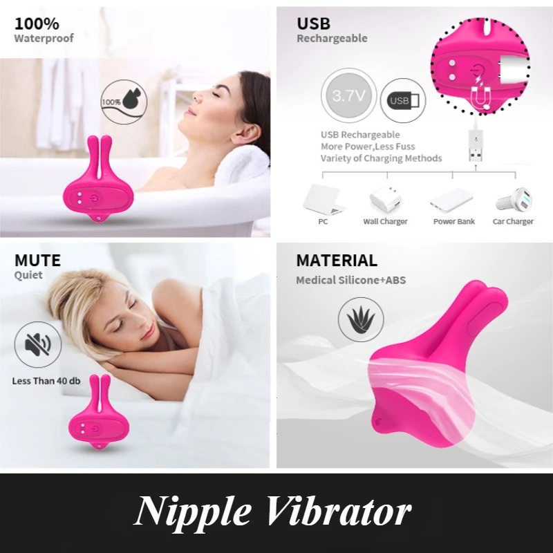 Vibrating Nipple Clamps Vibrator 9 Vibration Modes Magnetic Nipple Stimulation BDSM Adult Sex Toys for Women Couples Pleasure