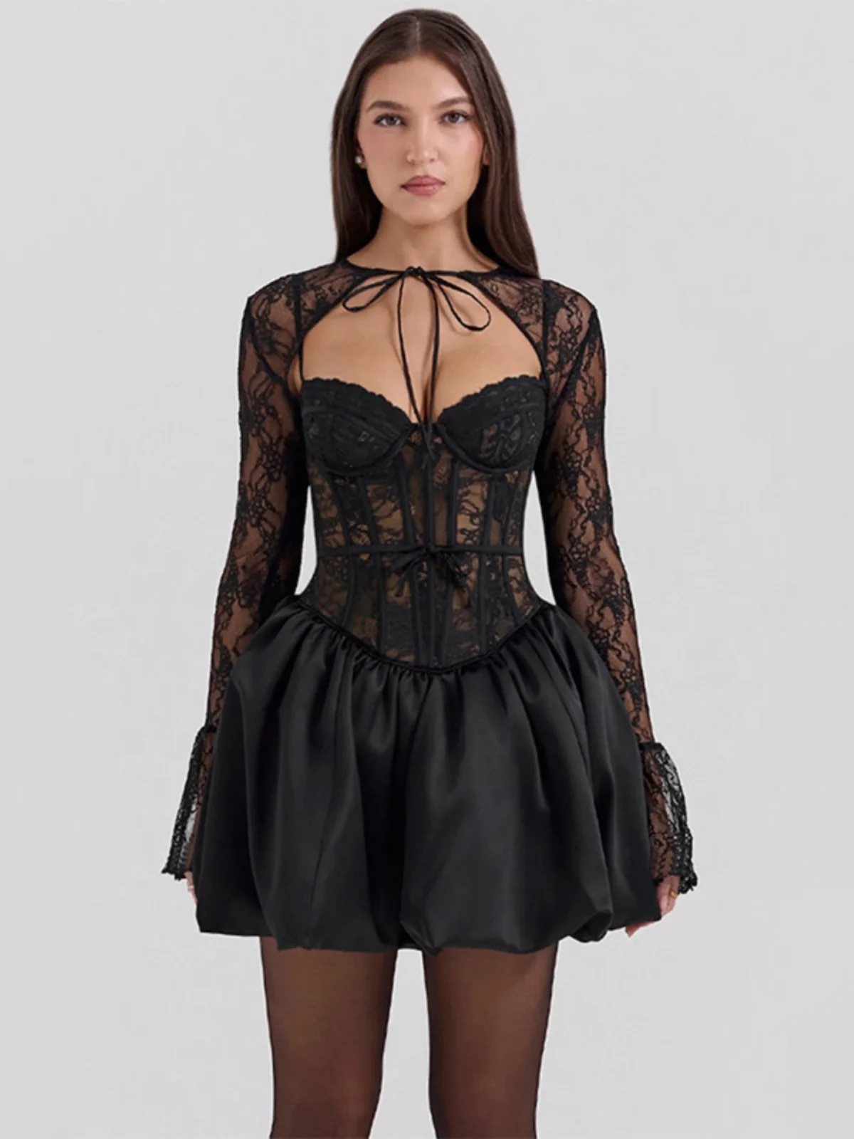 

Сексуальная приталенная юбка трапециевидной формы с кружевным ремешком и высокой талией из полиэстера, длинная юбка свекру, длина, застежка-молния, чистый цвет, двухсекционная...