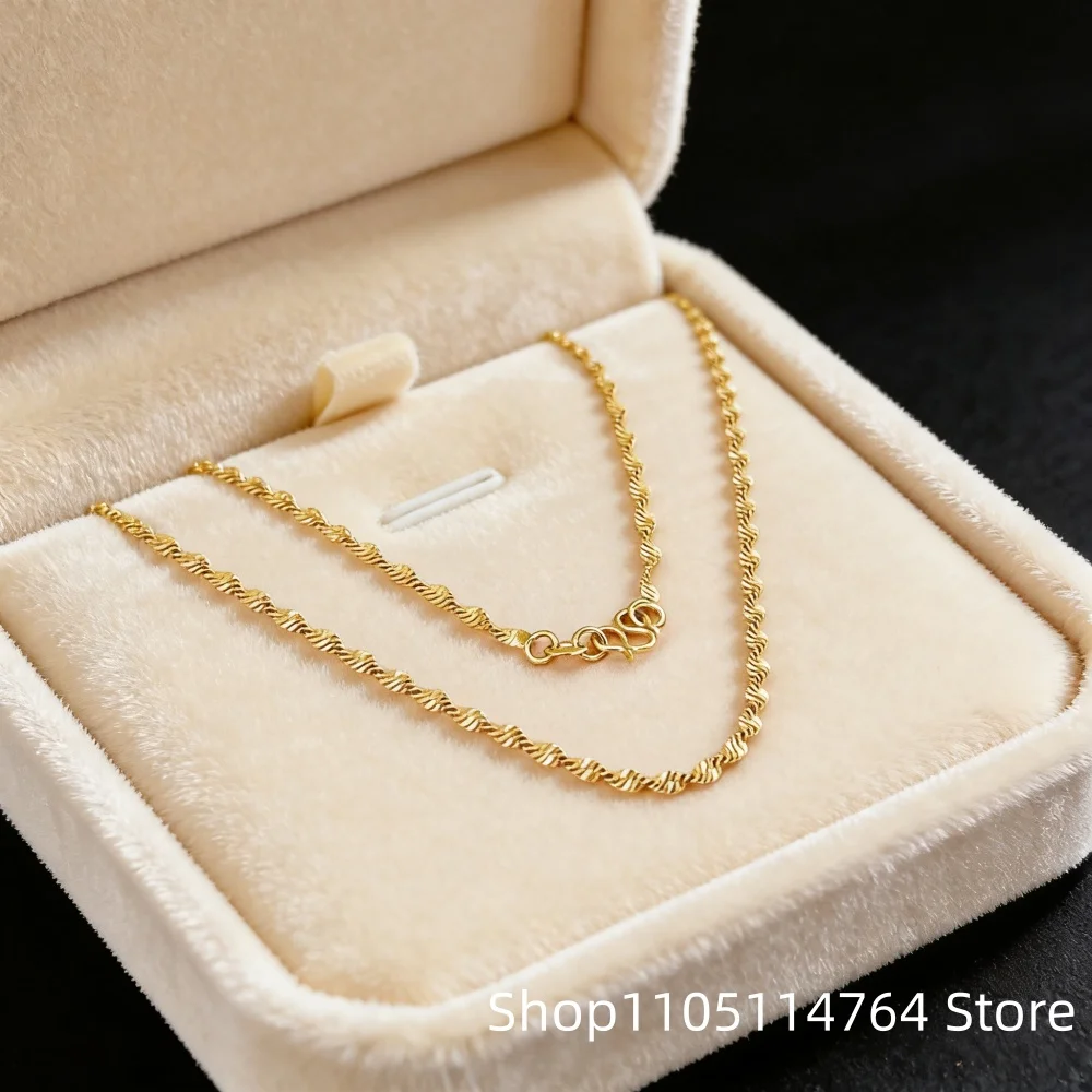 925 Sterling Silver Twisted Chain Necklace for Women,Gold Plated Wave Link Choker, Minimalist Fine Jewelry Gift for Her