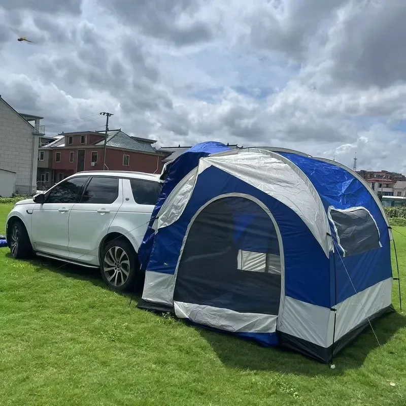 4 Person Car Rear Trunk Tent Waterproof Outdoor Camping Hiking Sunshade Awning For Vehicle Road Trip SUV Hatchback Tailgate