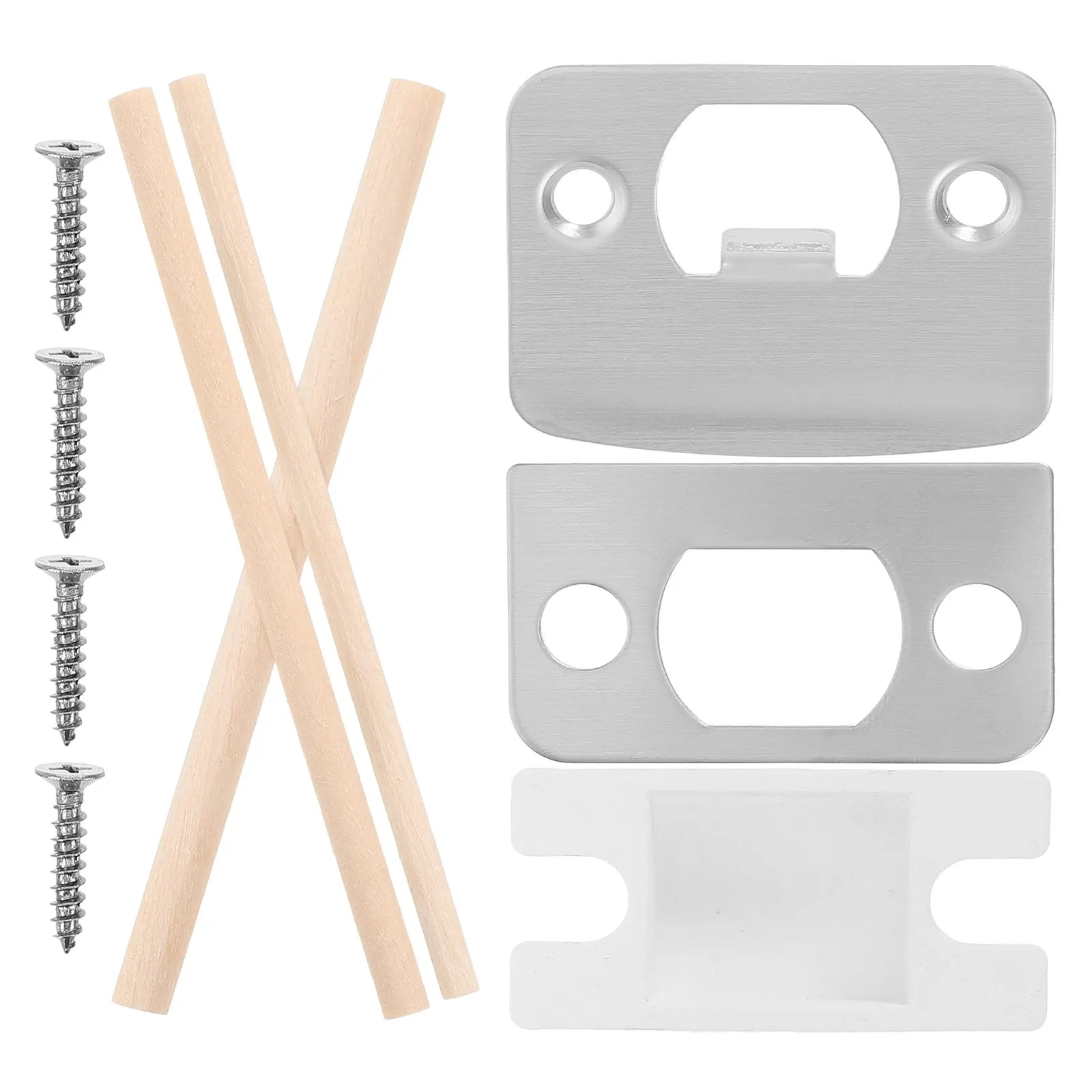 

1Set Door Strike Plate Lock Tongue Buckle Plate Iron Wood Reinforced Material for Room Door Deadbolt Security Accessory