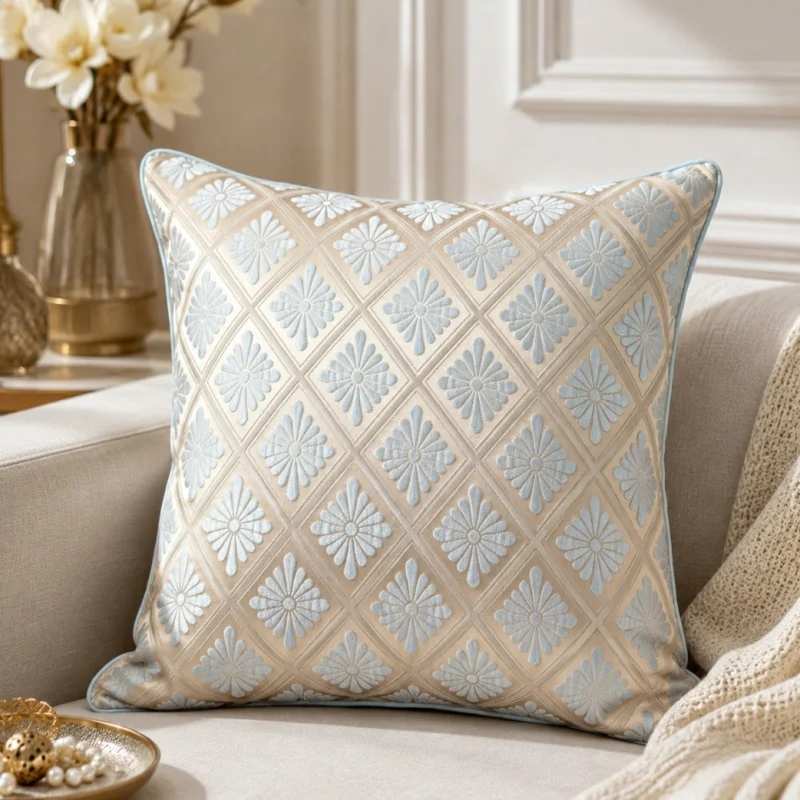 Mini Flora Jacquard Pillows Green Blue Cushion Case Modern Classical Decorative Pillow Cover For Sofa Chair Home Decorations