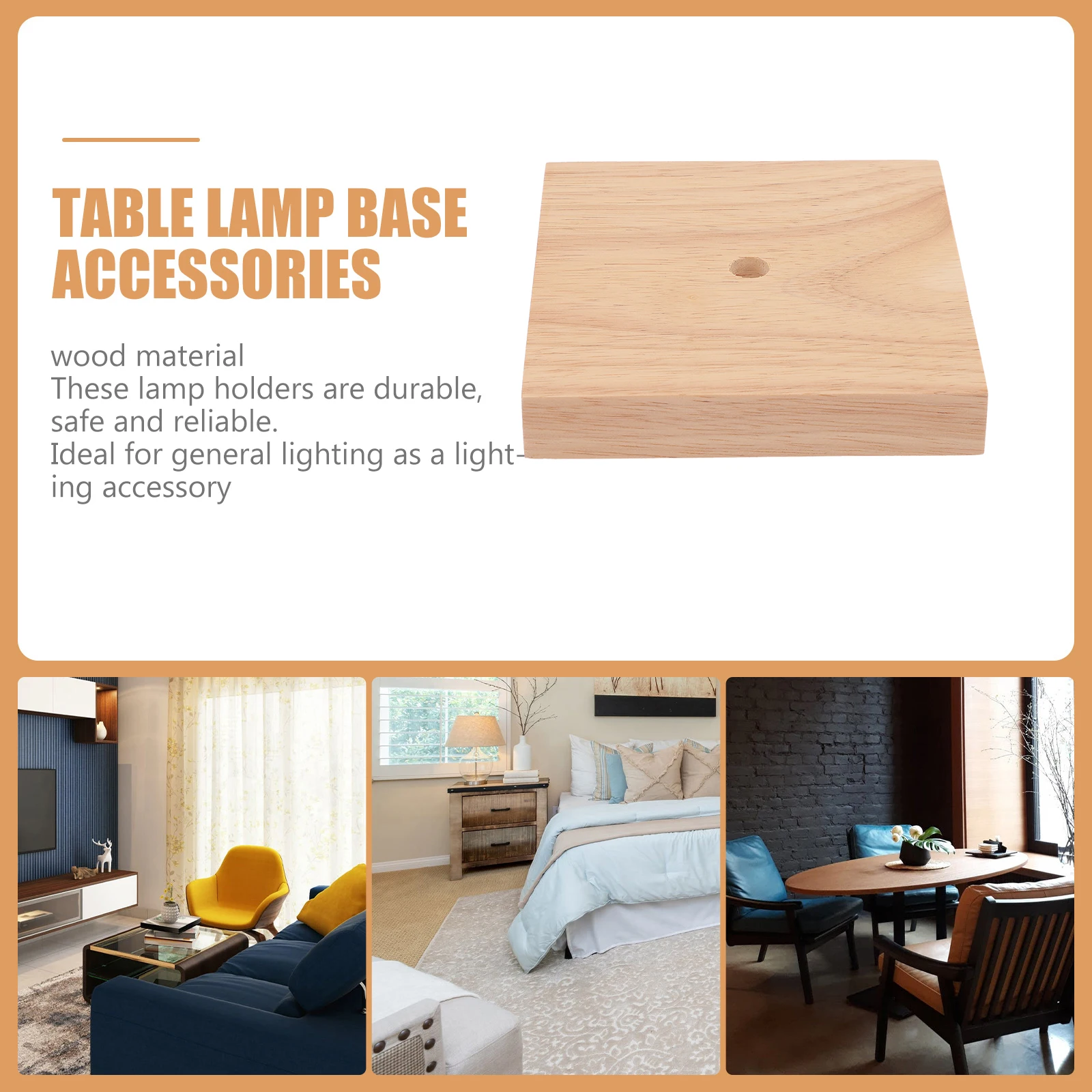 

2 Pcs Night Bases Table Night Wood Bases Supplies Square Solid Wood Base Round Lamp Lamp Supplies Base DIY Replacement