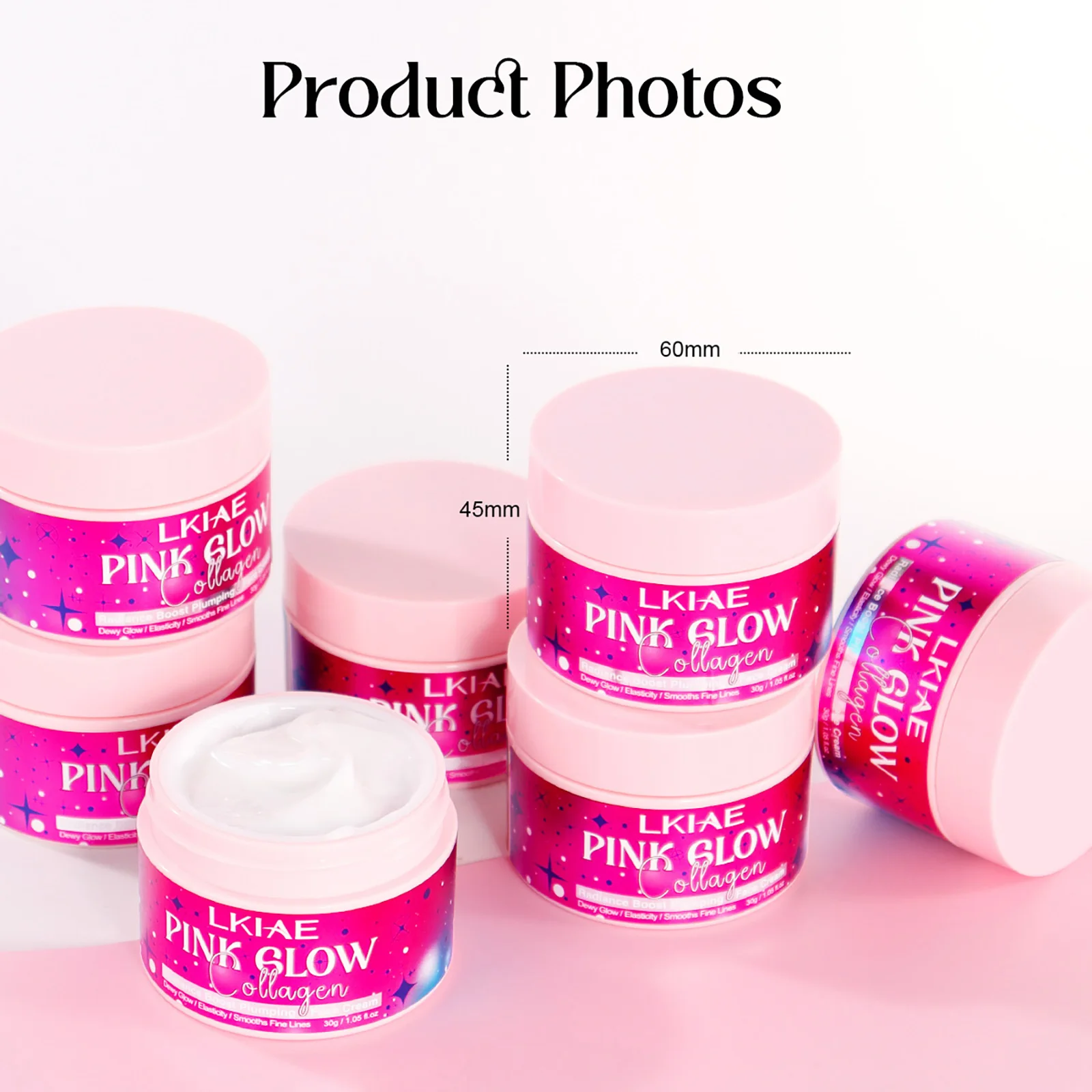 Afbeelding 7: LKIAE Pink Glow Collagen Gezichtscrème, Radiance Boost Plumping Gezichtscrème, Verfijnt Fijne Lijnen, Dieptereiniging Huid, Anti-donkere Vlekken
