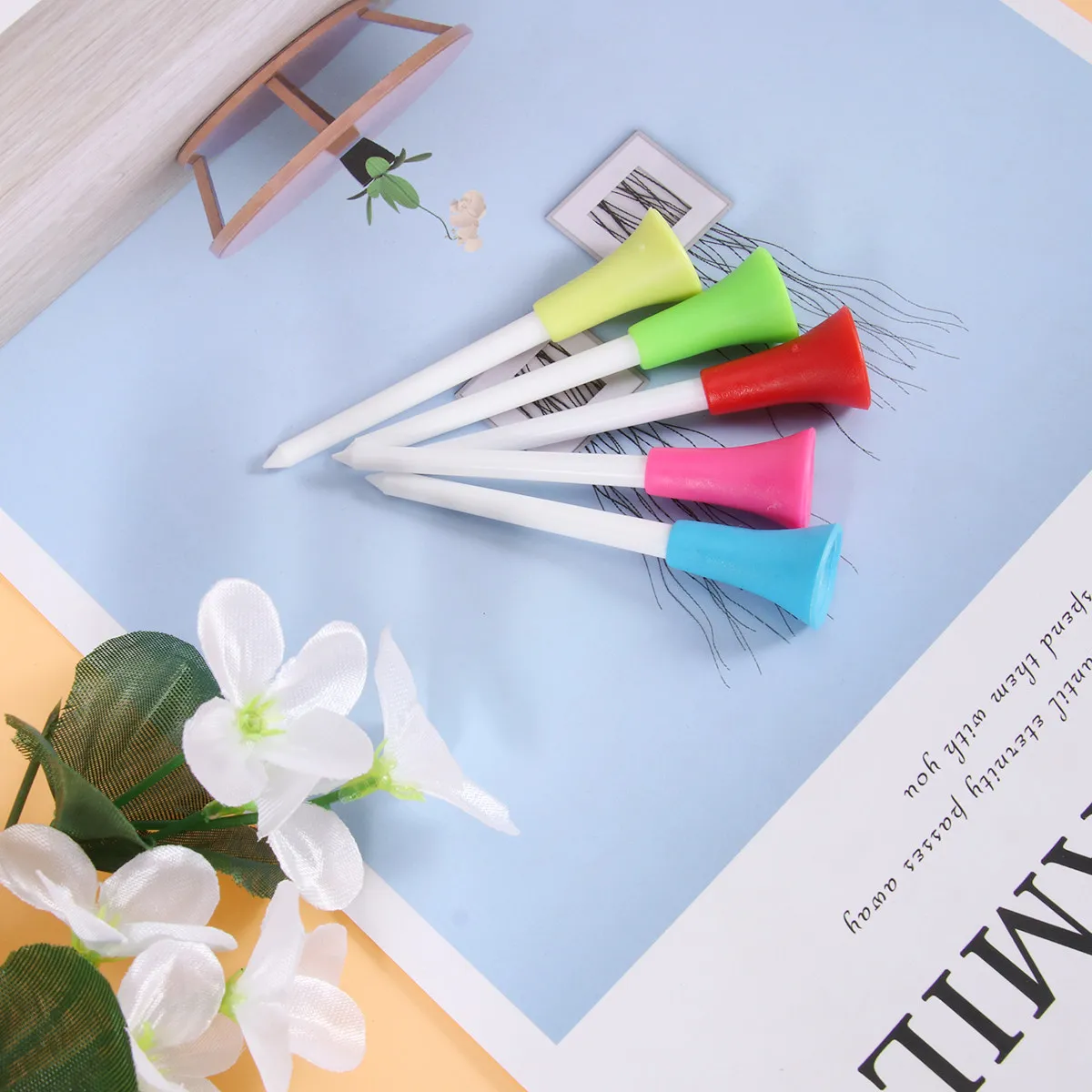 

50Pcs Lightweight Golf Tees 83Mm Heavy Duty Plastic Rubber Tip Training Tools for Outdoor Golf Practice Mixed Colors