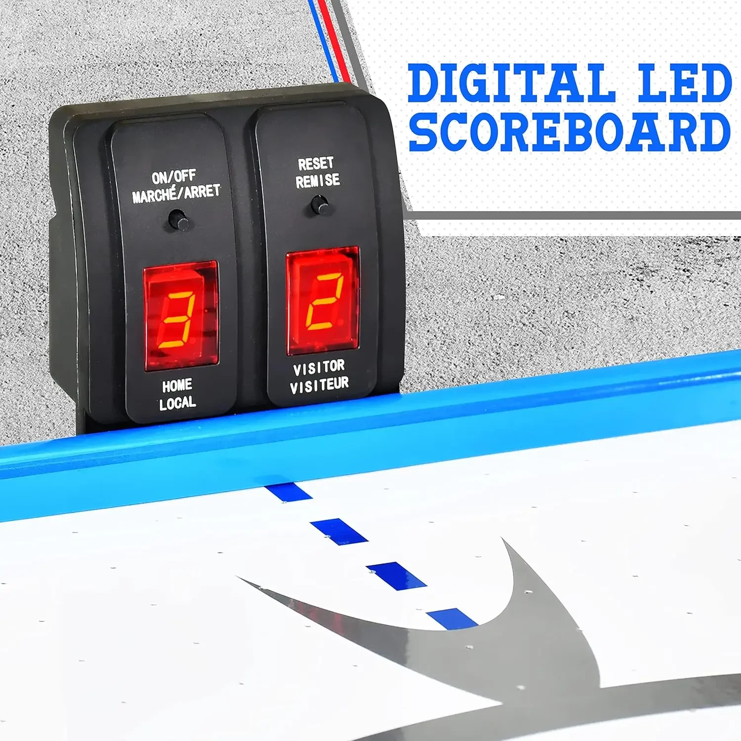 Mesa de jogo de air hockey de 58 "com 2 motores mais fortes, dispensador de disco de placar digital LED e acessórios completos