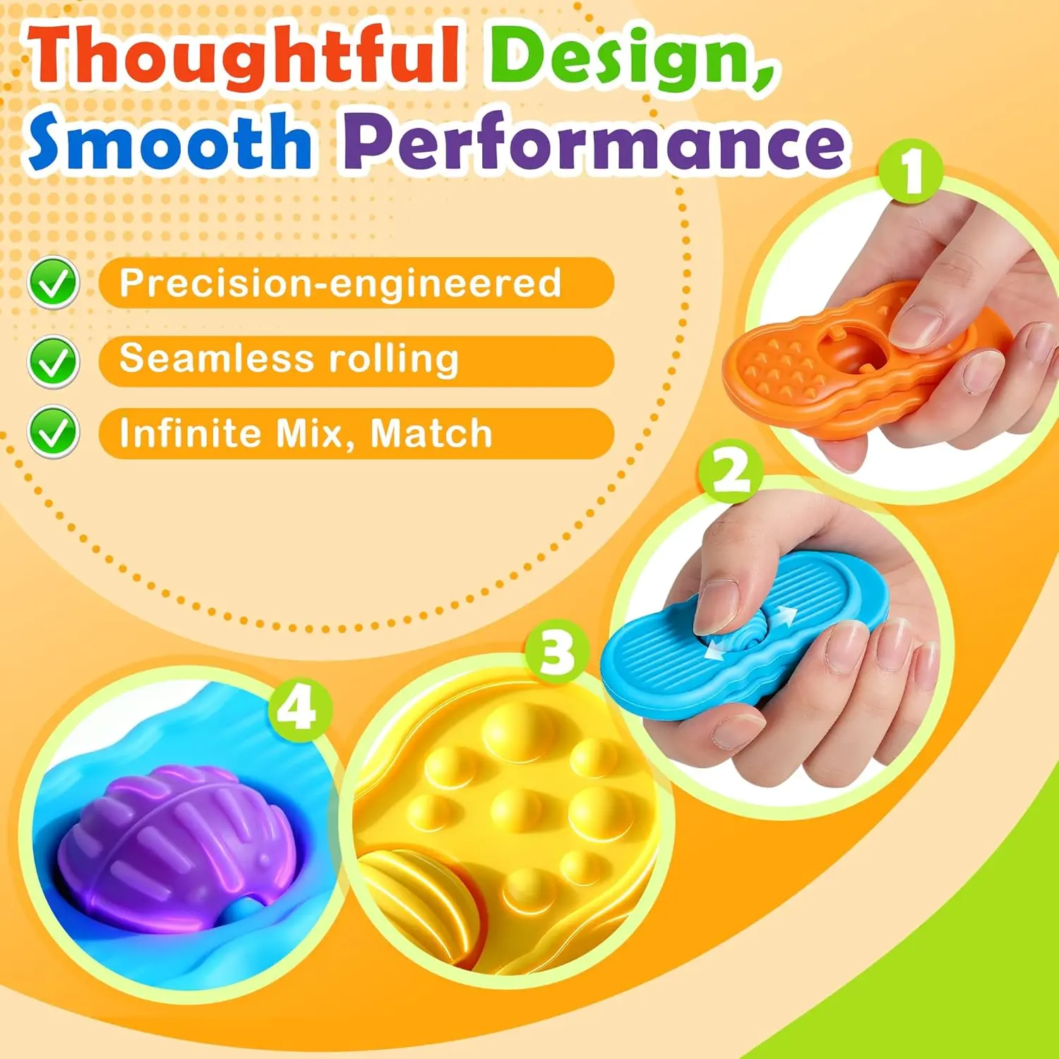 Silicone Sensory Stone Toy Sliding with Rolling Ball Sensory Fidget Toys Attention Concentration Stress Relief Fidgeting Toys