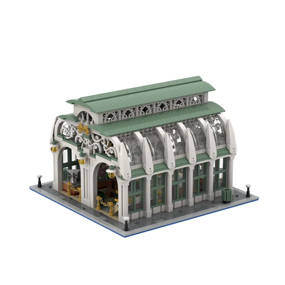 Gobricks MOC Museum Market hall Bricks Model Market house Indoor Market Mercado Roma Building Blcoks Toys Gift