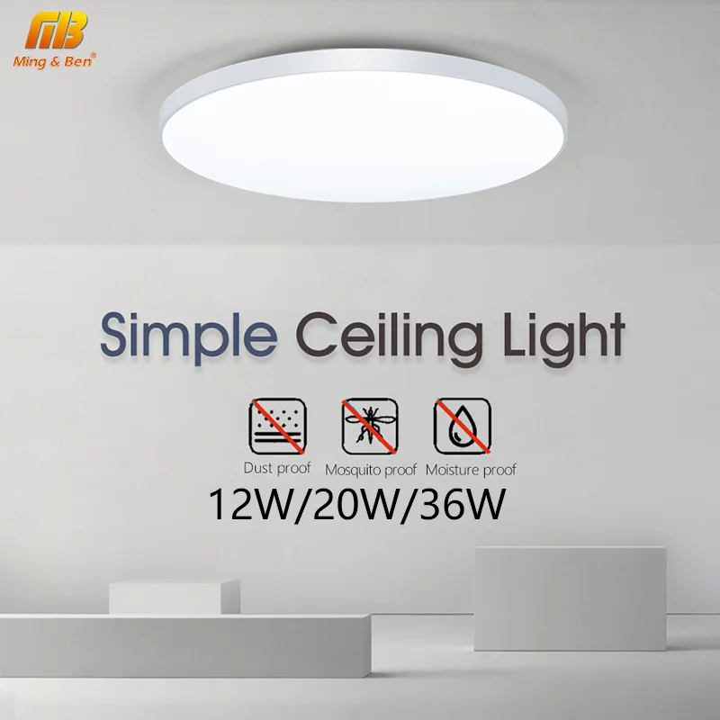 Cold LED Ceiling Light 12W 20W 36W 46W 220V Home Decor White Mosquito Proof Moisture Dust Proof Luster Bathroom Bedroom Kitchen