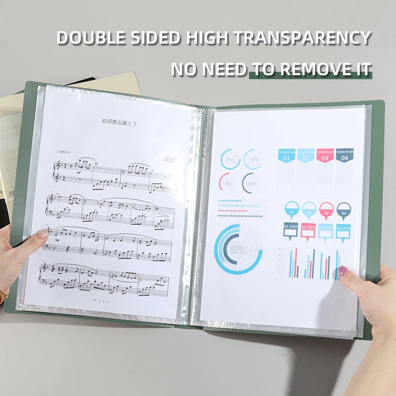 

Папка формата А4 с несколькими карманами (20/30/40/60 листов) — органайзер-переплет с разделителями, держателем для нот и вставными карманами