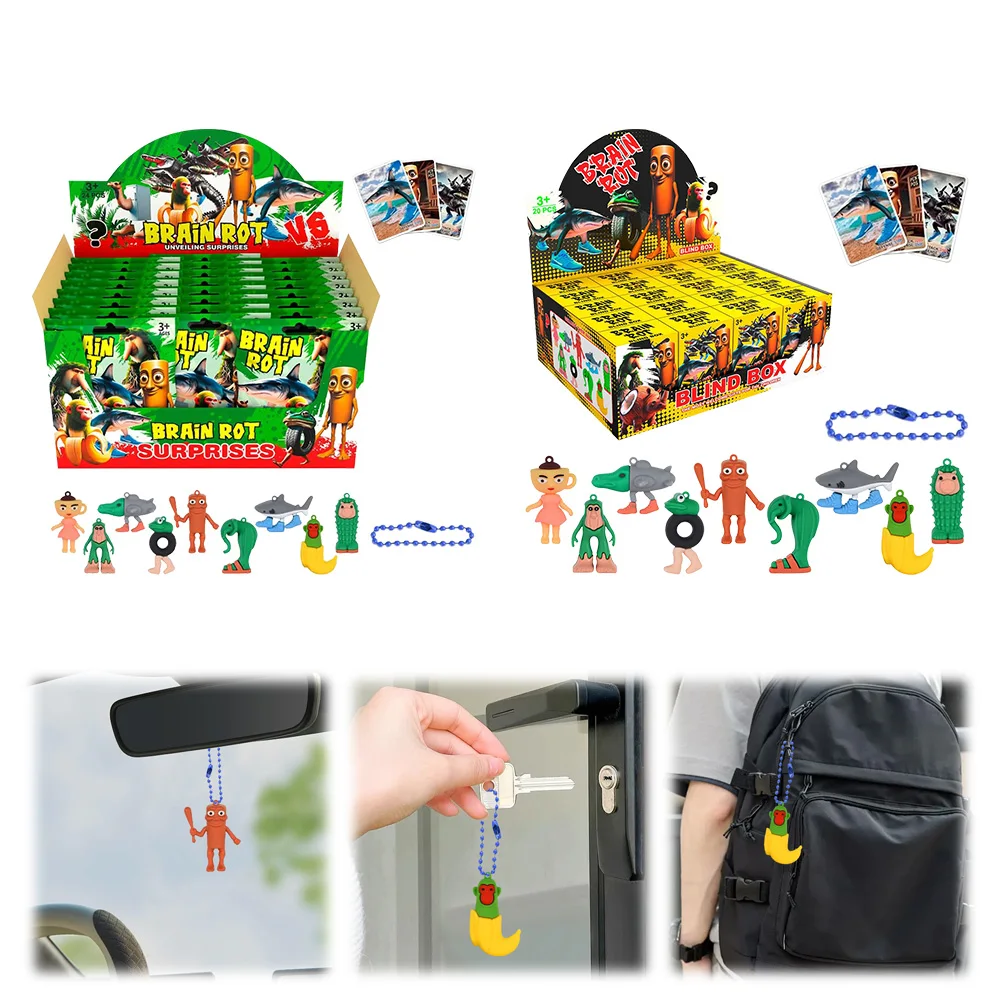 Action Figures Giocattolo Portachiavi 3D Stampato Tung Tung Tung Ciondolo Appeso Tungtung Chiavi Auto Anello per Borse Ciondolo Decor Regalo