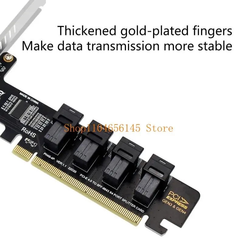 652F PCIE X16 To 4 Port NVME SFF-8643 Expansion Card PCIE4.0 Split Expansion Card For PC Chassis Mainboard Accessories