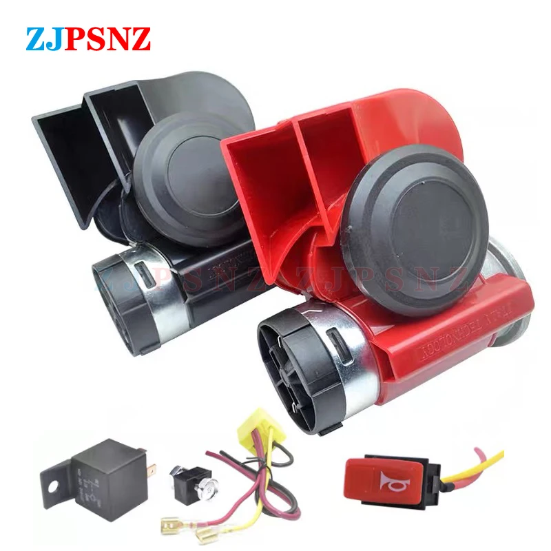 Car Dual Tone Horn Compact Horn Snail Air Horn Waterproof 12V 24V Car Auto Twin Dual Tone Horn Kit For Car Motorcycle Super Loud