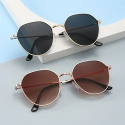 KLASSNUM klasyczne okrągłe okulary przeciwsłoneczne kobieta marka modna designerska metalowa męskie okulary przeciwsłoneczne Retro mała ramka owalna luneta Soleil Femme