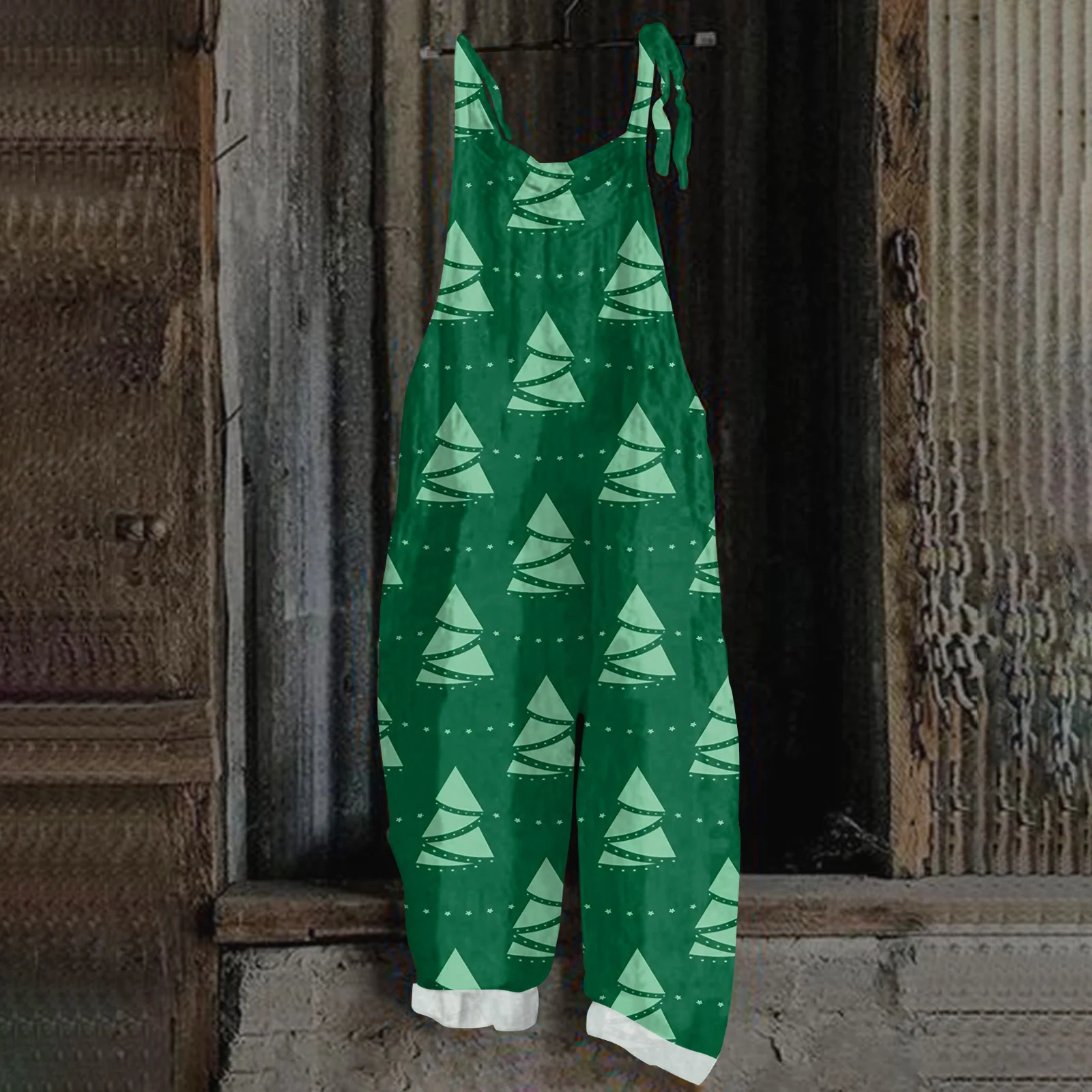 

Comfortable Loose Christmas Style Printed Jumpsuit Retro Printed Camisole Casual Jumpsuit Soft Adorable Women Wide Leg Jumpsuit