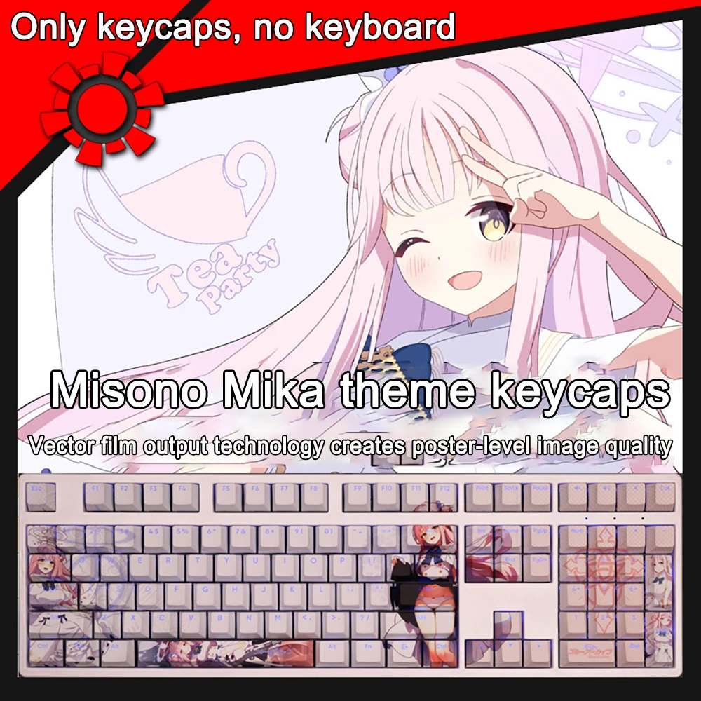 Amau Ako Keycaps, Blue Archive Keycaps, PBT Dye Subbed, Aucun rétro-4.2, Anime Keycaps, ANSI 61, 87, 108, 104 Layout, 108 prédire