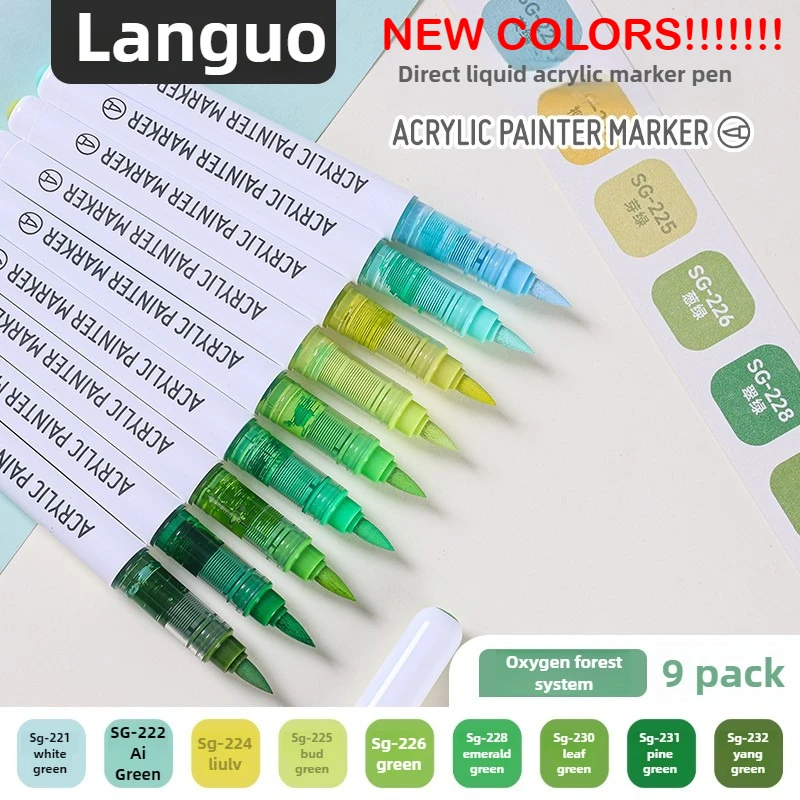 LANGUO 288/9 Colors Direct Liquid Colors Acrylic Paint Pens Brush Marker Pen for Rock Painting Stone DIY Art Supplies Stationery