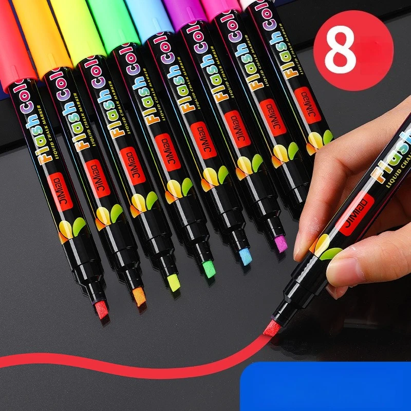 

8 Color Electronic Fluorescent Board Dedicated Pen, Colored Liquid Chalk, Handwritten Advertis Light Board Pen, Fluorescent Pen