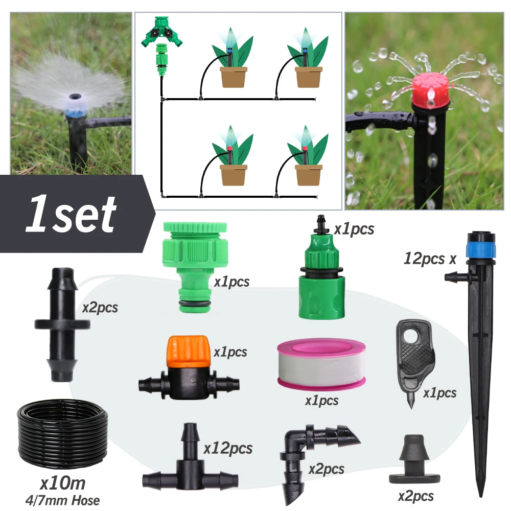 

10-50M Garden Watering Irrigation System Drip Kit Adjustable Misting Nozzle Micro Bubbler Drip Irrigation Emitter for Greenhouse