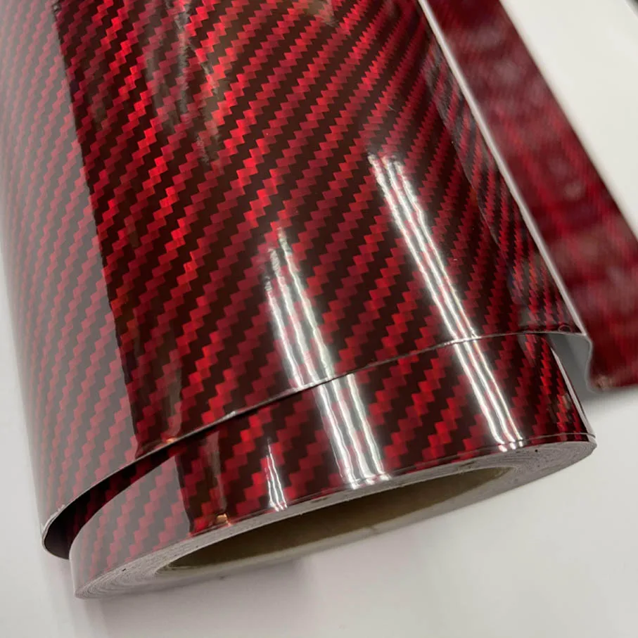 ملصق تعديل لصائق السيارة ، لامعة عالية ، قوس قزح أحمر ، PET ألياف الكربون 5D ، التفاف فيلم الفينيل ، اكسسوارات الدراجات النارية #6