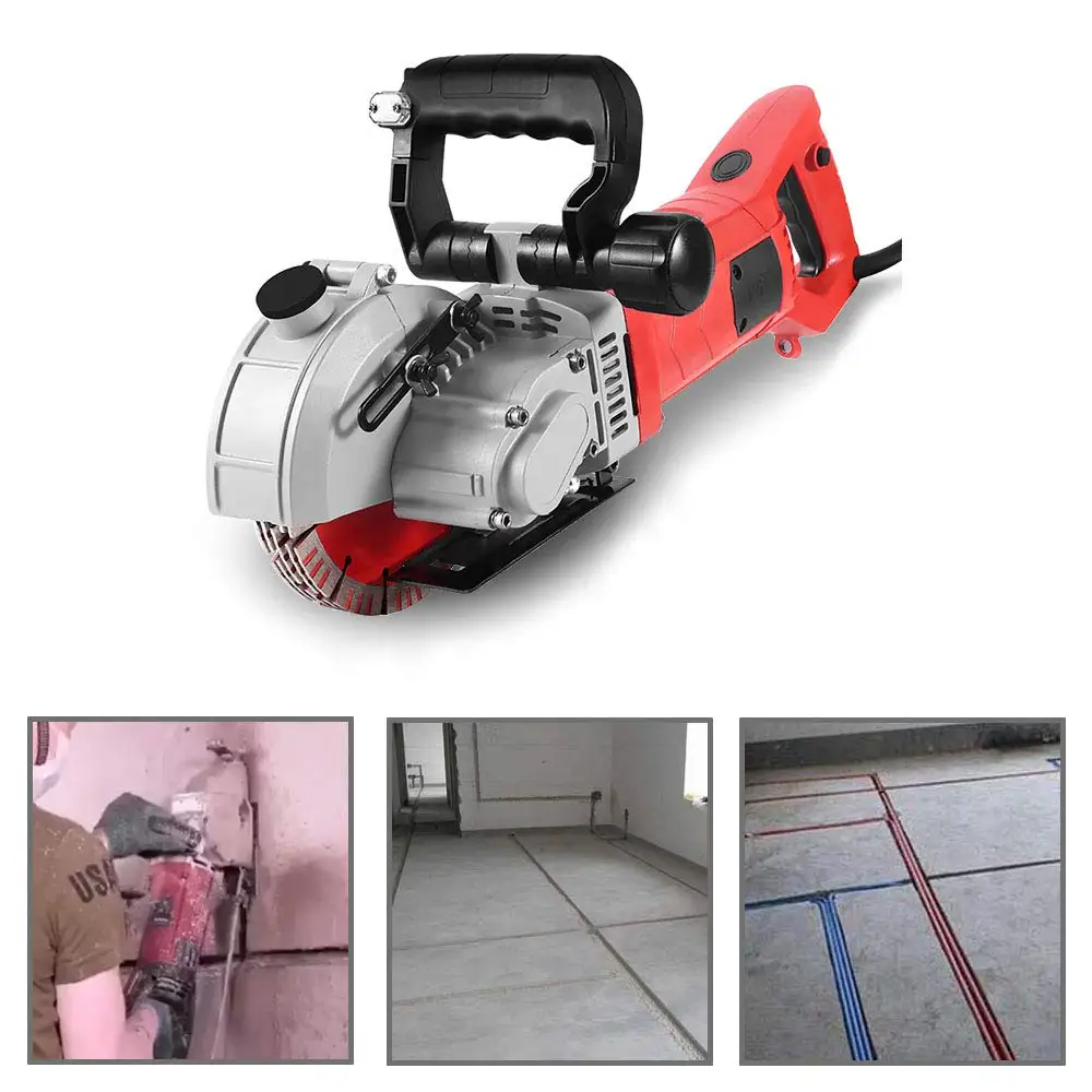 4800W Wall Grooving Machine Channels Cutter Concrete Cutting Machine for Cutting Slotting Marble Concrete Grooves 110V(Red)