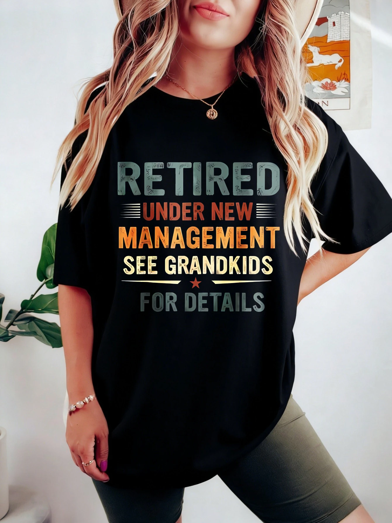 

Женские футболки с забавным принтом «На пенсию по новому распорядку» из хлопка для повседневной носки летом