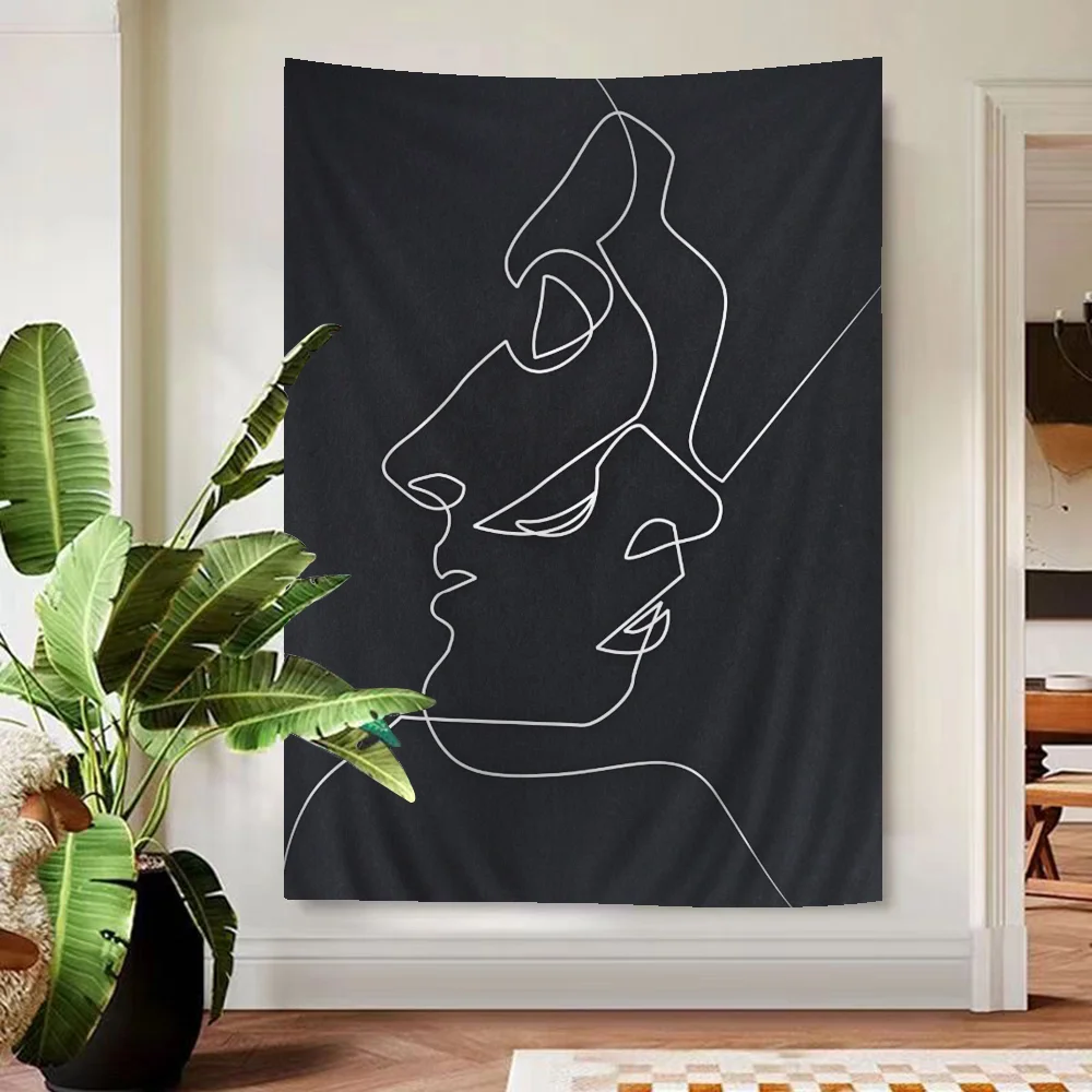 

Minimalism Line Portrait Art Hanging Bohemian Tapestry Cheap Hippie Wall Hanging Wall Tapestries Mandala Wall Hanging Home Decor