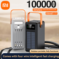 Xiaomi Power Bank 100000mAh Large Capacity Power Bank Outdoor with Camping Light Detachable Wire Solar Power Dormitory Battery