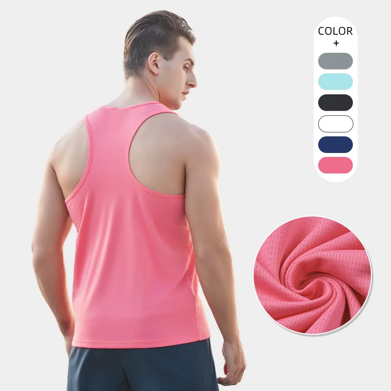 

Marathon Running Breathable Speed Drying Men's Tank Top Summer Elastic Mesh Sweat Absorbing Moisture wicking Fitness Tank Top