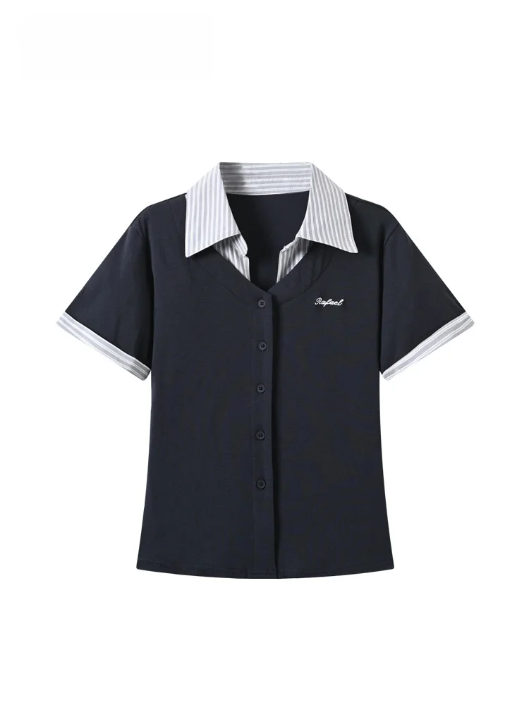 

plus Size Women's T-Shirt Short Sleeve Striped Fashionable Summer Korean Style Regular Fit Cotton Polyester Blend Casual Top