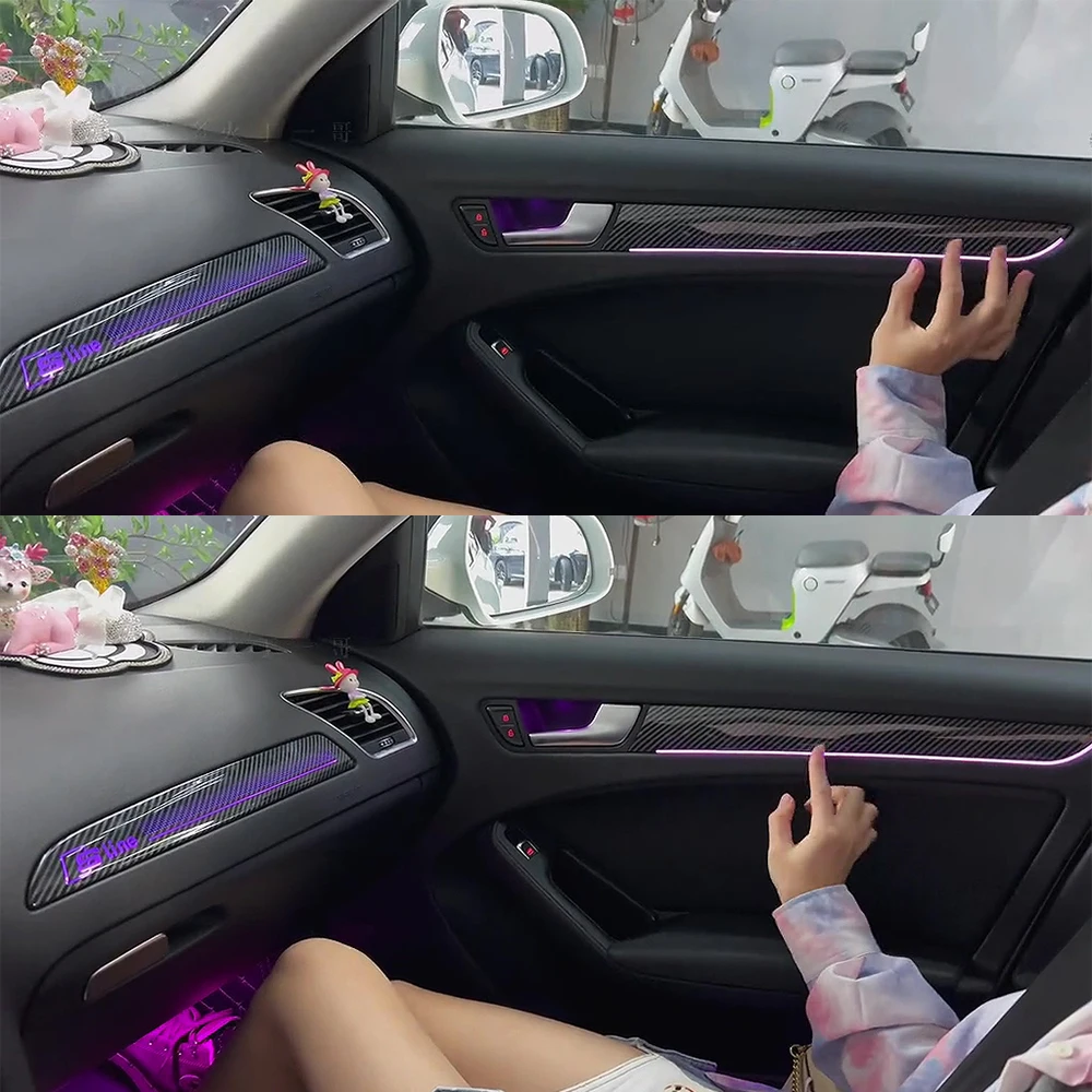 

Для старого Audi A4L декоративная панель из углеродного волокна Audi A4L декоративная панель с подсветкой из персикового дерева, окружающий свет, атмосферная лампа