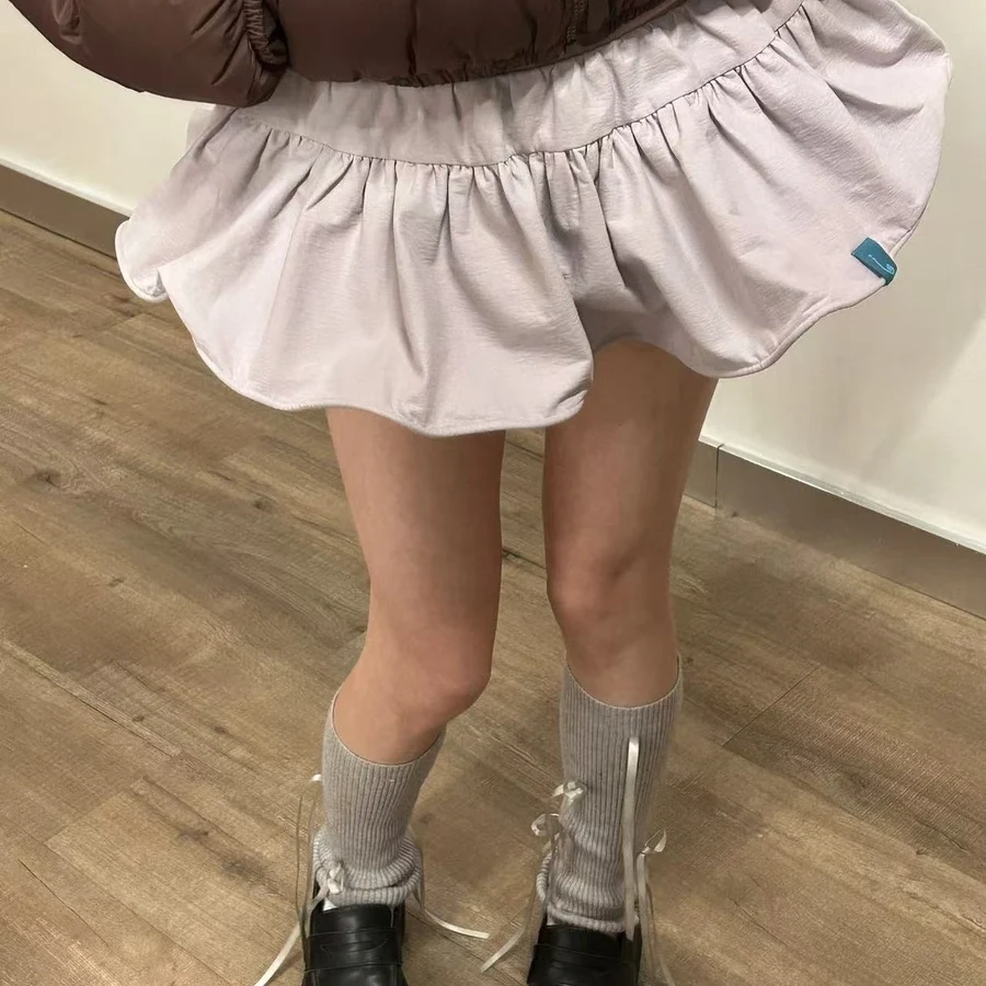 

American Retro Low Waist Pleated Bloomer Skirt Women's New Faion Anti-Aging Ballet Sle ort f-length Skirts