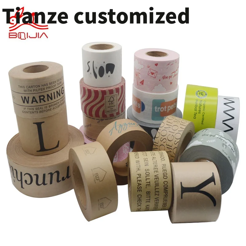 10 pieces.custom.activated custom printed logo gummed reinforced adhesive kraft paper tape self adhesive 500m activa