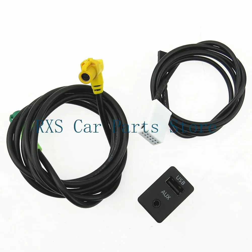 1 Set 3CD035249A AUX+USB Switch Socket & Cable Plug For VW Tiguan Passat B6 Golf MK5 MK6 Polo EOS Jetta Scirocco RCD510 RNS310